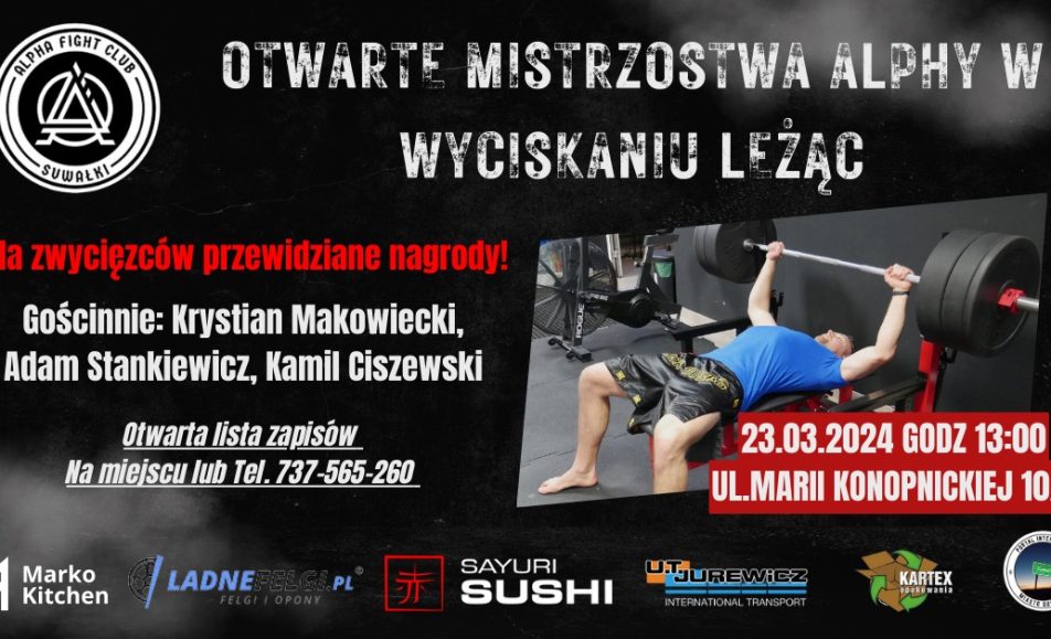 otwarte mistrzostwa alphy w wyciskaniu lezac