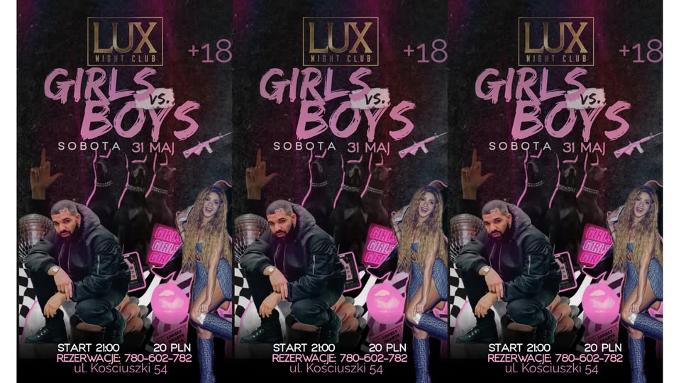 Girls vs Boys w Lux Night Club Suwałki Dziewczyna i chłopak w klubie podczas imprezy muzycznej