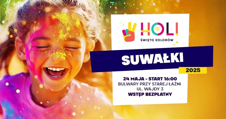 Kolorowy tlum ludzi podczas wydarzenia Holi Swieto Kolorow
