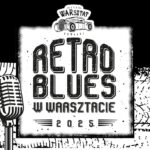 Plakat wydarzenia Retro Blues z motywami muzyki i klasycznej motoryzacji