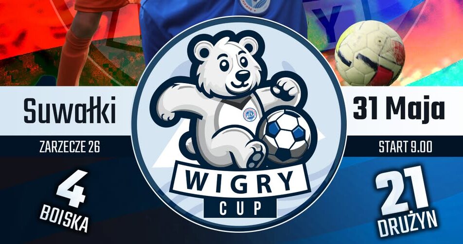 Plakat promujący turniej piłkarski Wigry CUP 2025 dla roczników 2017 i 2015