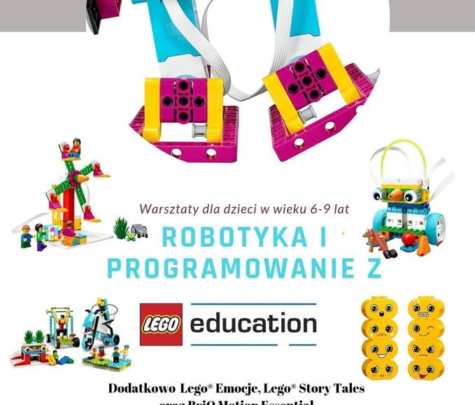 Zdjęcie przedstawia dzieci uczestniczące w warsztatach Lego Robotyka i Programowanie