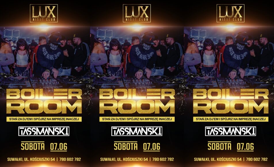 DJ Tassmański grający na imprezie w stylu Boiler Room otoczony publiką