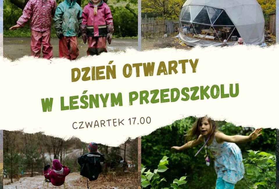 Dzień otwarty w leśnym przedszkolu Dzieci bawiące się na świeżym powietrzu w otoczeniu natury