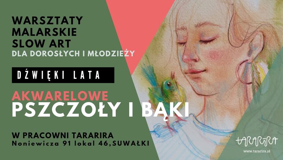 Ilustracja akwarelowa przedstawiająca pszczoły i letnie owady