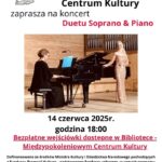 Plakat koncertu duetu Soprano & Piano z informacjami o wydarzeniu