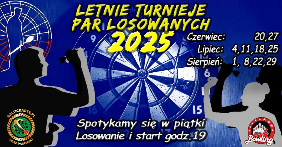 Letnie Turnieje Par Losowanych 2025 Tarcza do darta z wbitymi lotkami