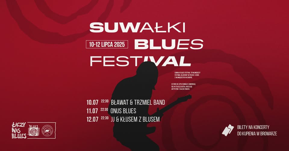 Suwałki Blues Festival 2025 w Browarze Plakat Suwałki Blues Festival 2025 z informacją o koncertach i wykonawcach