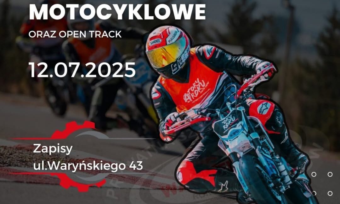 Szkolenie motocyklowe i open track na torze kartingowym w Suwałkach Motocyklista na torze kartingowym podczas szkolenia