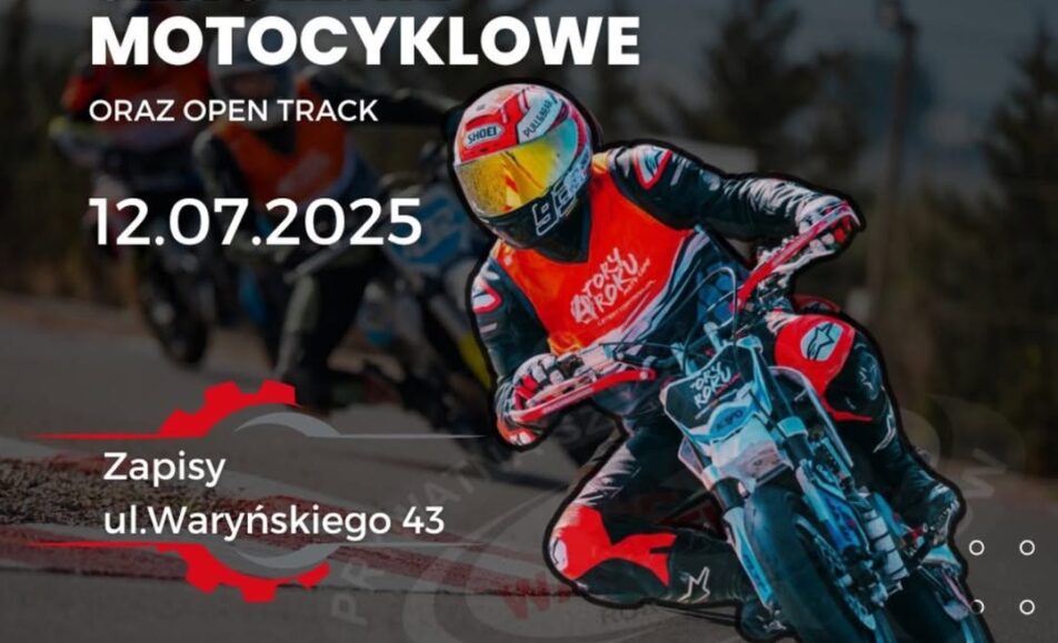 Motocyklista na torze kartingowym podczas szkolenia