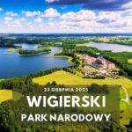 Widok na jezioro Wigry otoczone lasami