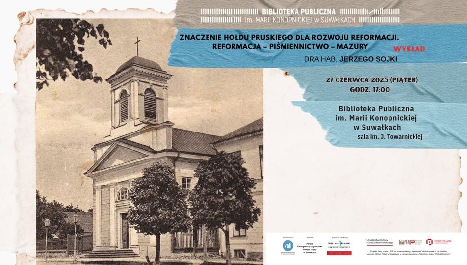 Plakat informujący o wykładzie Jerzego Sojki na temat hołdu pruskiego i Reformacji