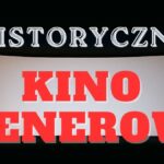Kadr z filmu dokumentalnego i tytuł wydarzenia Historyczne Kino Plenerowe w Żubrynie