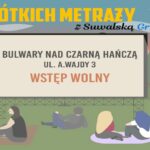 Plakat wydarzenia Kino Krótkich Metraży z Suwalską Grupą Filmową na tle plenerowym