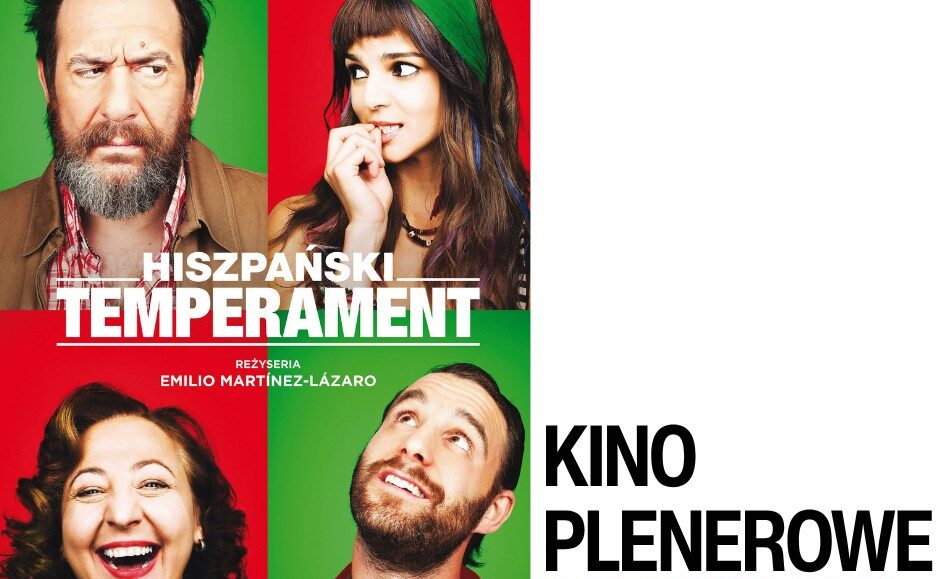 Plakat wydarzenia Kino plenerowe w Zielonym Kamedulskim z informacjami o filmie Hiszpański Temperament