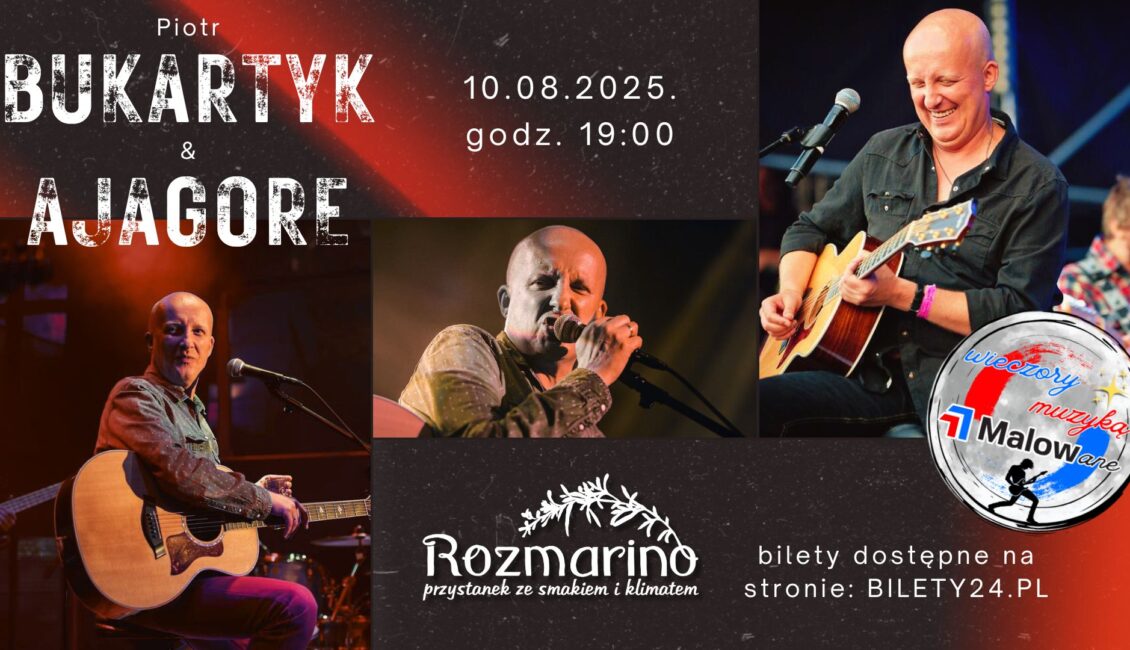 Koncert Piotra Bukartyka i Ajagore Piotr Bukartyk i zespół Ajagore podczas występu na scenie