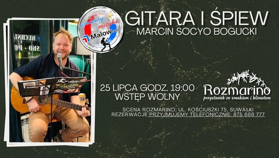 Marcin Socyo Bogucki z gitarą podczas występu