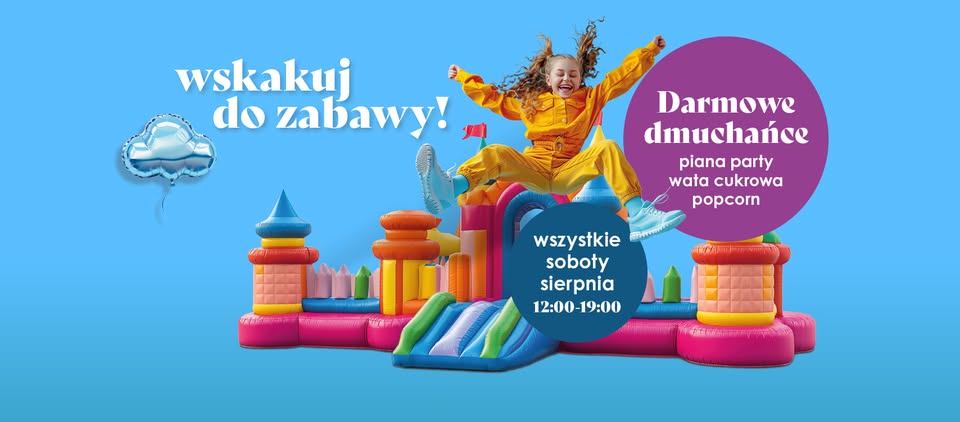Atrakcje wakacyjne w BIG Kolorowe dmuchańce i dzieci bawiące się w pianie