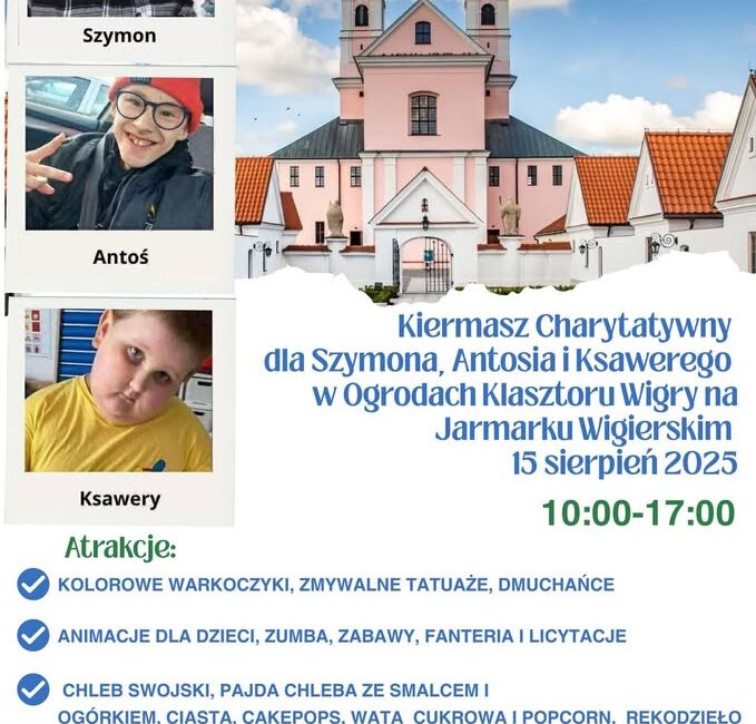 plakat promujący kiermasz charytatywny dla Szymona, Antosia i Ksawerego