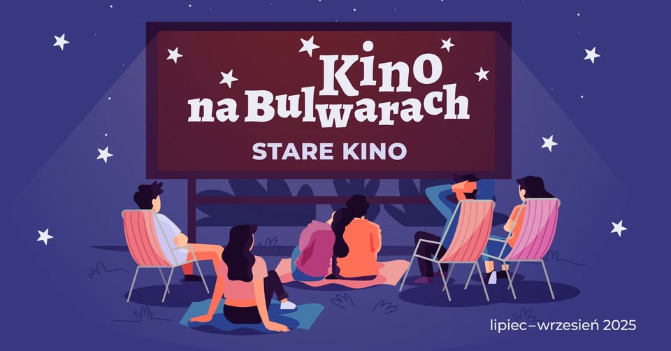 Kino na Bulwarach: Mary Poppins Plakat z informacją o plenerowym pokazie filmu Mary Poppins na bulwarach w Suwałkach