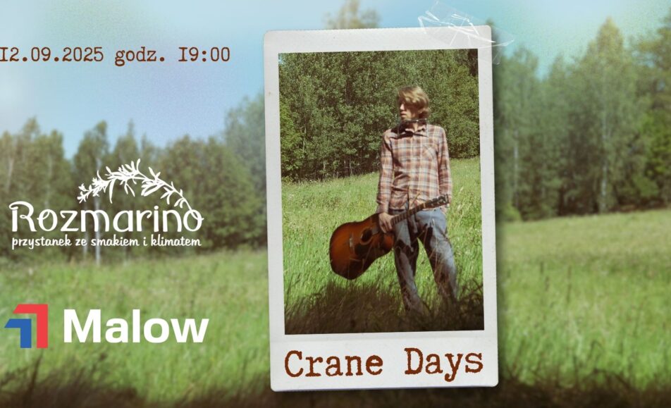 Crane Days podczas występu z gitarą akustyczną