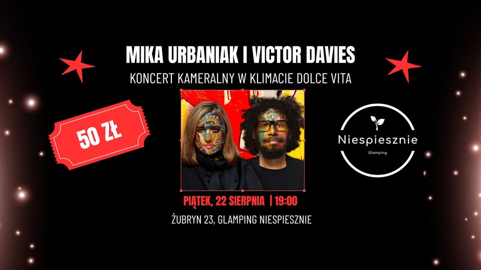 Mika Urbaniak i Victor Davies na plakacie promującym koncert Dolce Vita