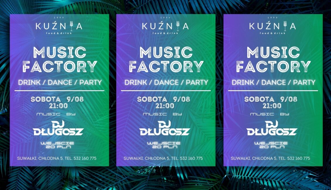 plakat imprezy z DJ-em Długoszem w Kuźni 9 sierpnia 2025