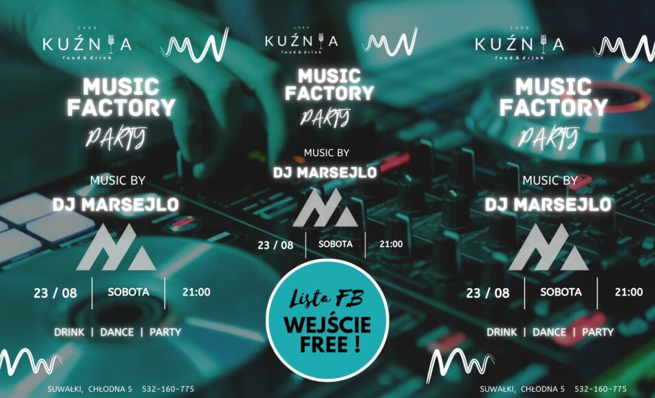plakat promujący imprezę Summer Party z DJ Marsejlo 23 sierpnia