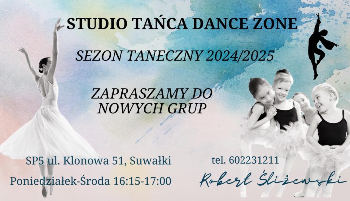 Plakat informujący o zapisach do Dance Zone od września 2025