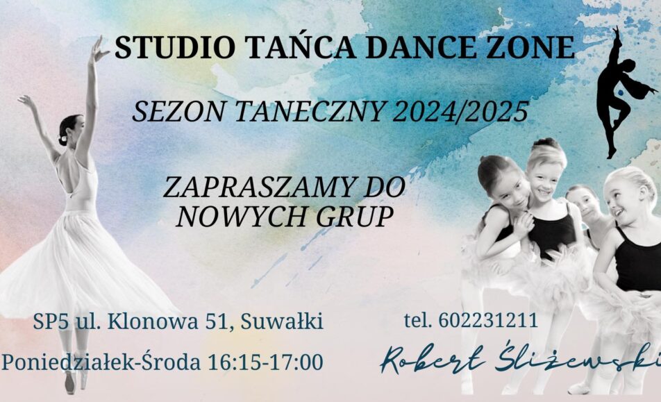 Plakat informujący o zapisach do Dance Zone od września 2025