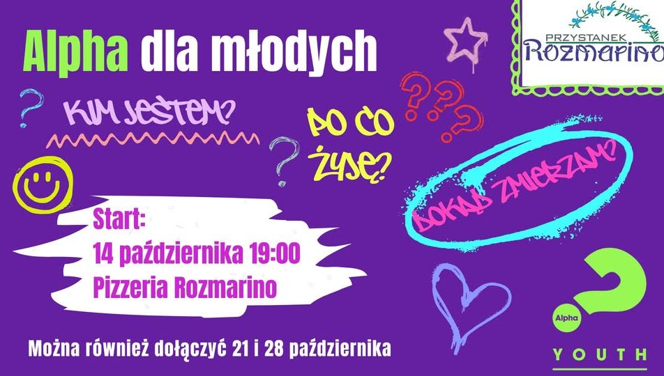 Plakat wydarzenia Alpha dla młodych w Przystanku Rozmarino