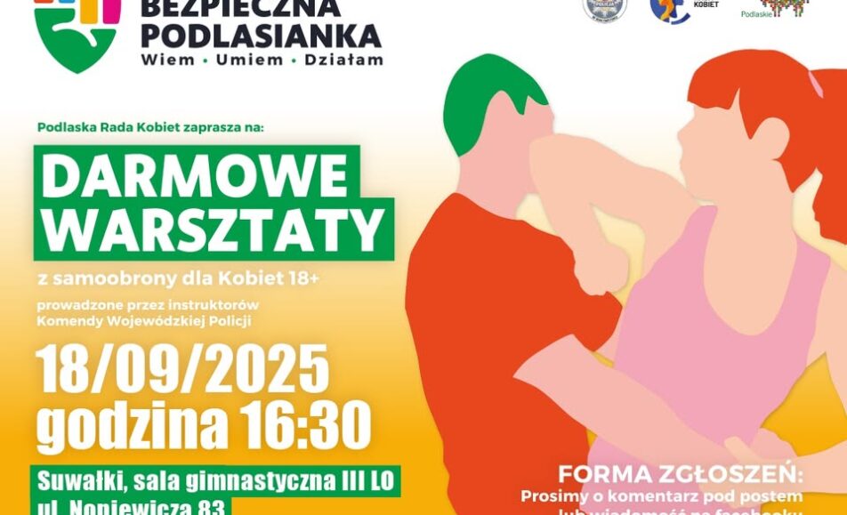 plakat warsztatów samoobrony dla kobiet w Suwałkach