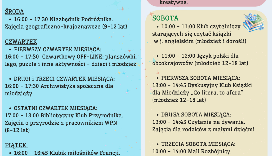 Zapisy na zajęcia dodatkowe w bibliotece