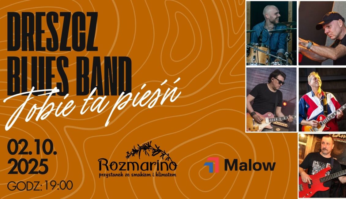 Zespół Dreszcz Blues Band na tle sceny koncertowej
