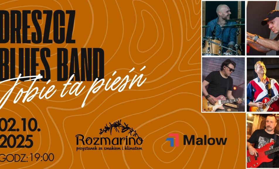 Zespół Dreszcz Blues Band na tle sceny koncertowej