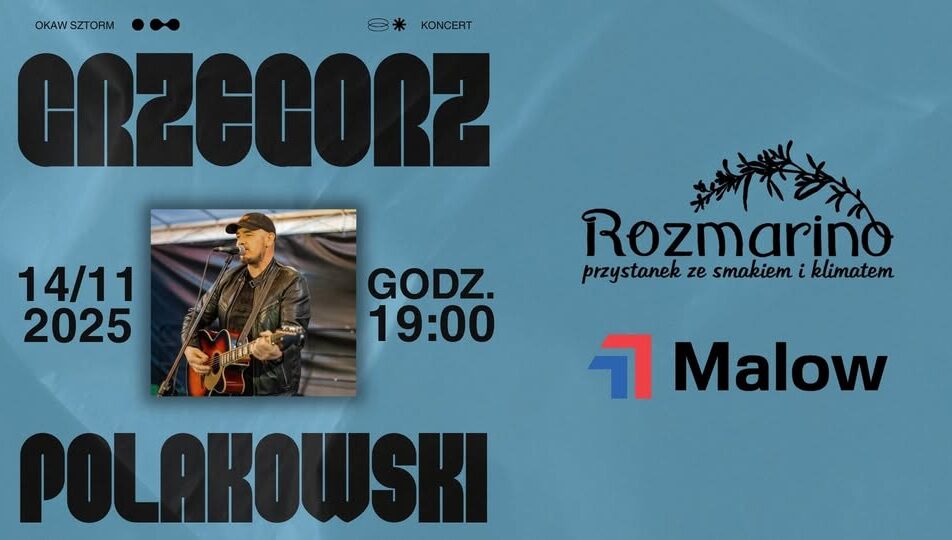 Grzegorz Polakowski podczas koncertu z gitarą