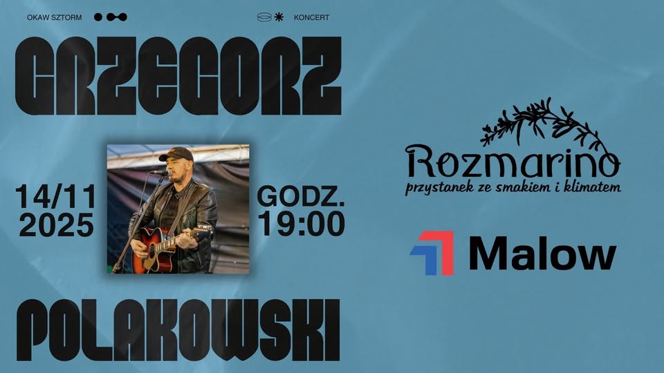 Grzegorz Polakowski podczas koncertu z gitarą