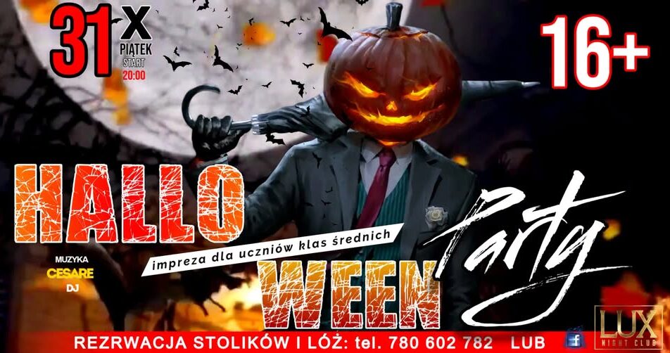 plakat halloweenowej imprezy w LUX Night Club
