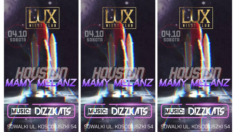 Plakat imprezy z DJ-ką Dizzkats w Suwałkach
