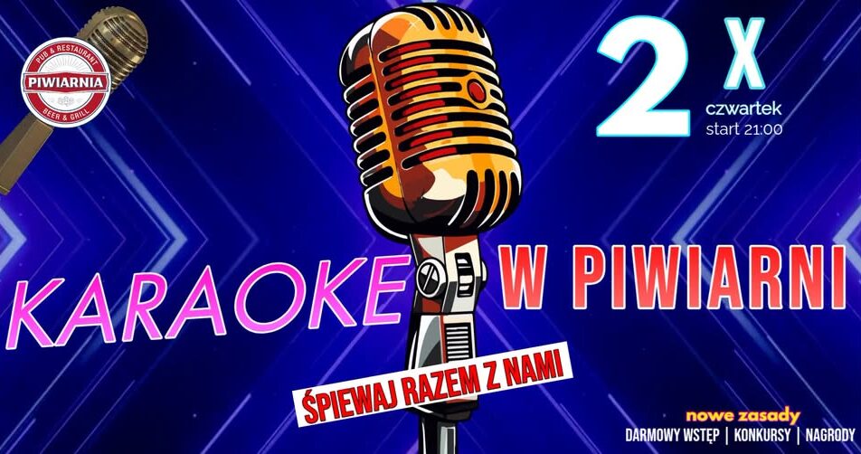 Karaoke w Piwiarni cz.1 mikrofon na scenie przygotowany do karaoke w Piwiarni