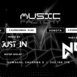 plakat wydarzenia Music Factory z datą i nazwiskami DJ-ów