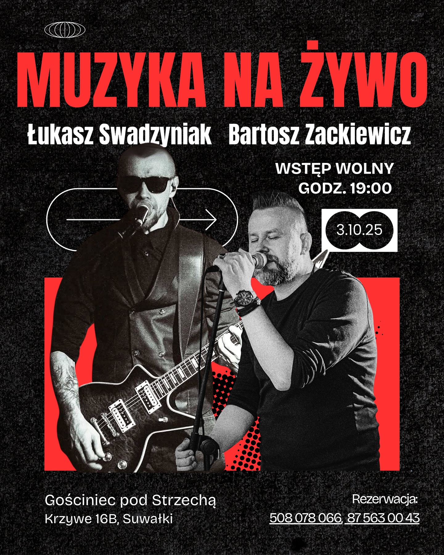 Wieczór z gitarą w Gościńcu pod Strzechą: koncert Łukasza Swadzyniaka i Bartosza Zackiewicza
