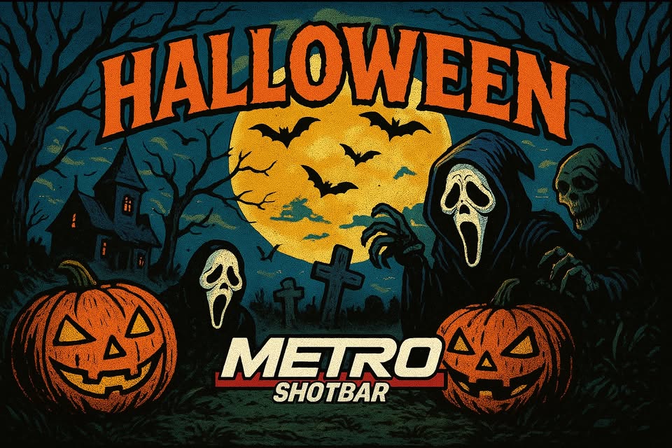 plakat imprezy halloweenowej w Metro Shot Bar