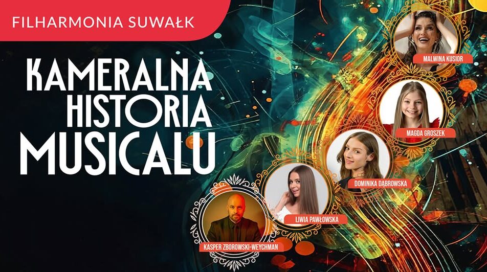 Kameralna Historia Musicalu Afisz koncertu Kameralna Historia Musicalu z datą i nazwiskami solistów