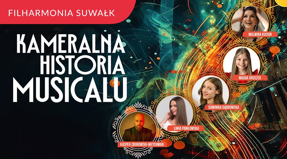 Kameralna Historia Musicalu Afisz koncertu Kameralna Historia Musicalu z datą i nazwiskami solistów