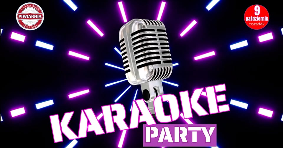 Karaoke w Piwiarni – part 2 Mikrofon na tle kolorowych świateł, symbolizujący wieczór karaoke