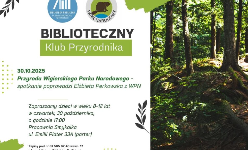 Klub Przyrodnika z Wigierskim Parkiem Narodowym Plakat wydarzenia Klub Przyrodnika z Wigierskim Parkiem Narodowym dla dzieci