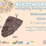 Makramowe liście wykonane z kolorowych sznurków na warsztatach