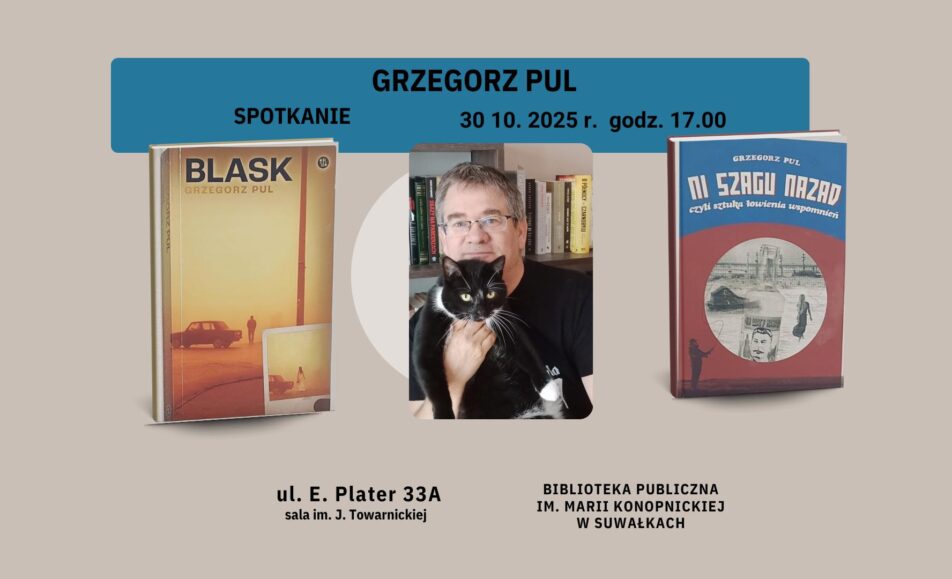 Grzegorz Pul autor książek podczas spotkania autorskiego