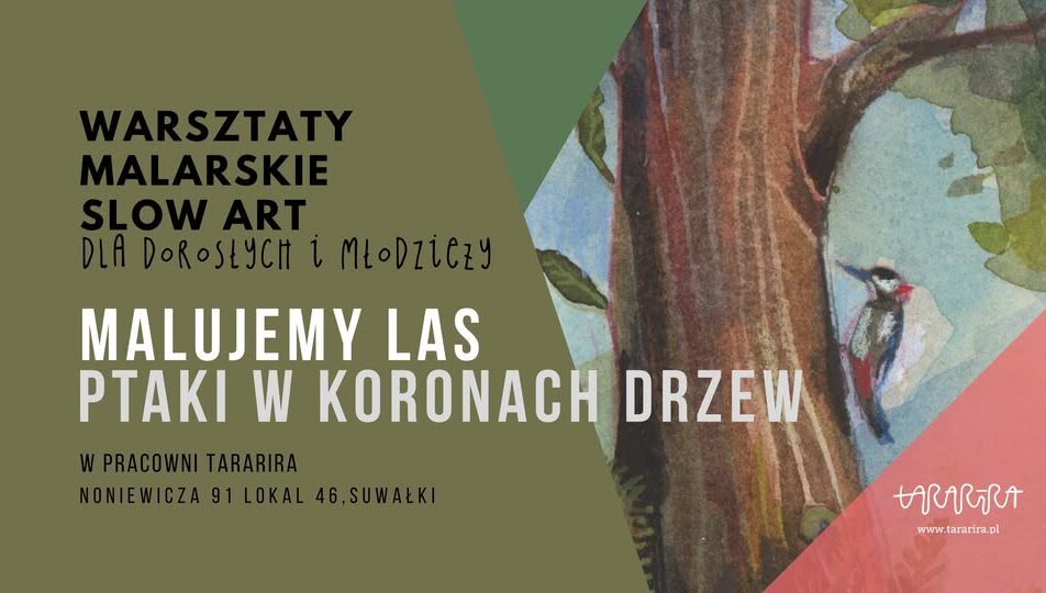 Akwarelowe ptaki wśród jesiennych drzew
